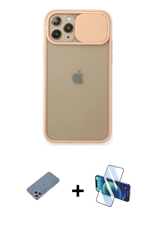 ieg™ iPhone 11 Pro Kılıf Vadi Çizgi - Siyah 3D Antistatik Seramik Nano Ekran Koruyucu + Gümüş Shine