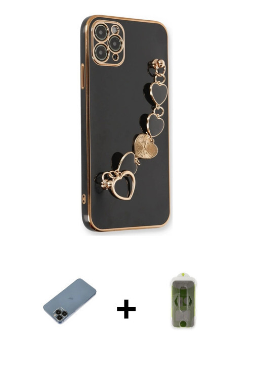 ieg™ iPhone 11 Pro Kılıf Nova Işık Prime - Siyah Joko Magic 5D Hayalet Cam + Siyah Shine Kamera Lens