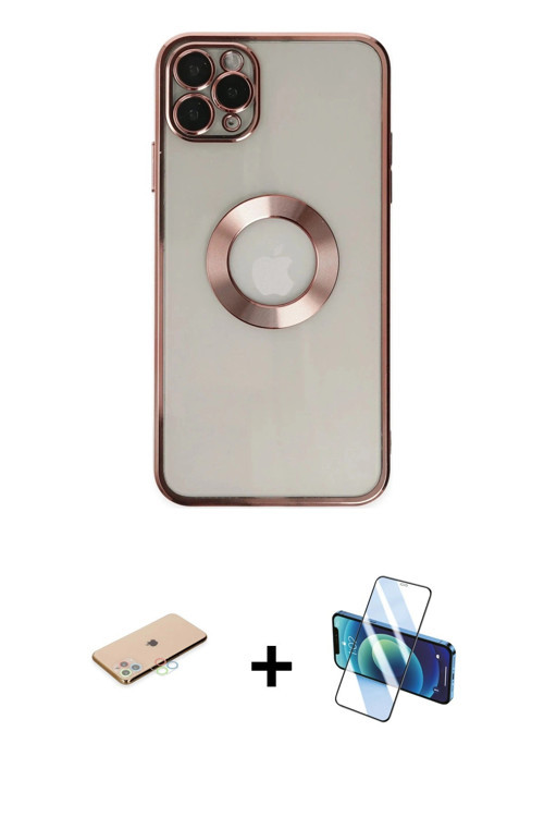 ieg™ iPhone 11 Pro Kılıf Pusula Form - Siyah 3D Antistatik Seramik Nano Ekran Koruyucu + Mavi Renkli
