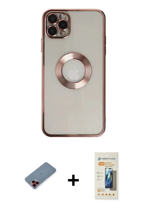 ieg™ iPhone 11 Pro Kılıf Pusula Form - Siyah 6D Mat Seramik Hayalet Nano Ekran Koruyucu + Kırmızı Me