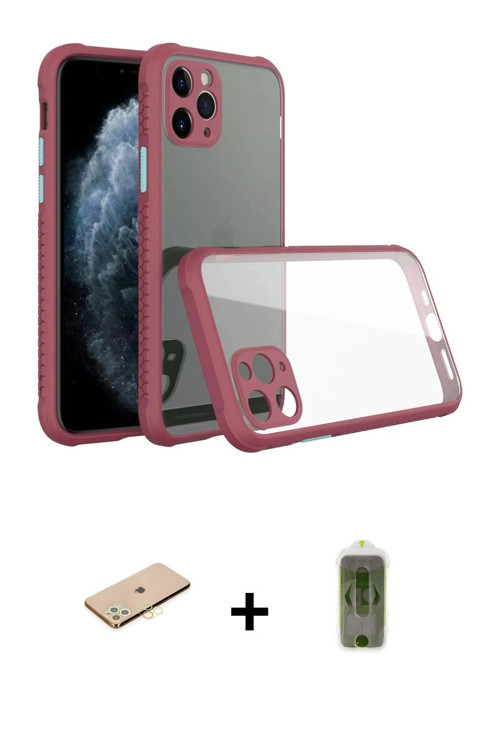 ieg™ iPhone 11 Pro Kılıf Nova Asil Özel Seri - Siyah Joko Magic 5D Hayalet Cam + Sarı Renkli Kamera