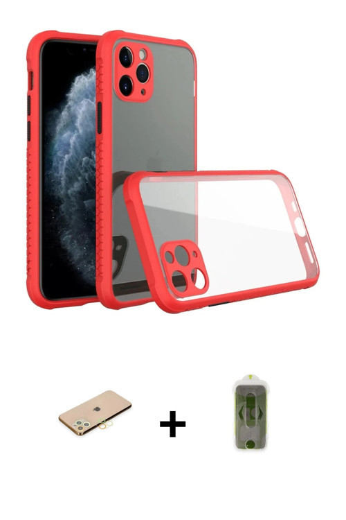 ieg™ iPhone 11 Pro Kılıf Nova Asil Özel Seri - Siyah Joko Magic 5D Hayalet Cam + Sarı Renkli Kamera