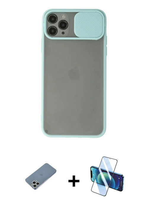 ieg™ iPhone 11 Pro Kılıf Vadi Çizgi - Siyah 3D Antistatik Seramik Nano Ekran Koruyucu + Gümüş Shine