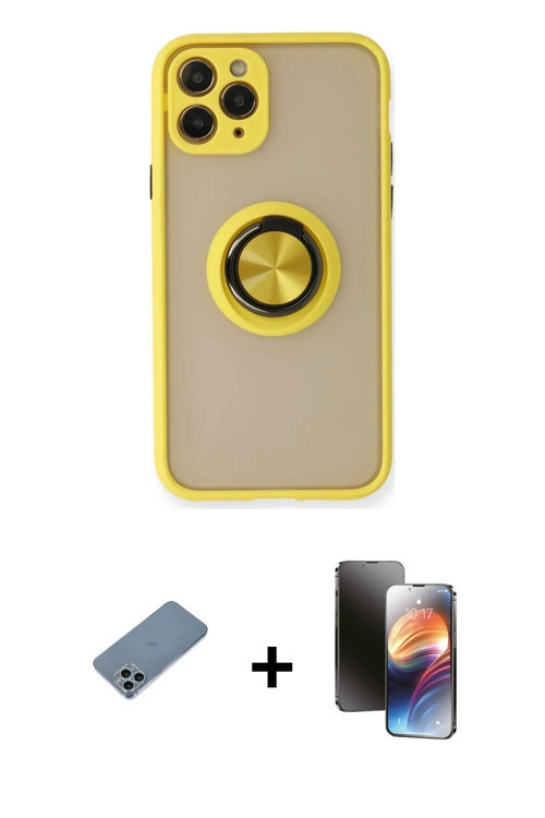 ieg™ iPhone 11 Pro Kılıf Yörünge Çizgi - Siyah 3D Antistatik Mat Seramik Nano Ekran Koruyucu + Sierr