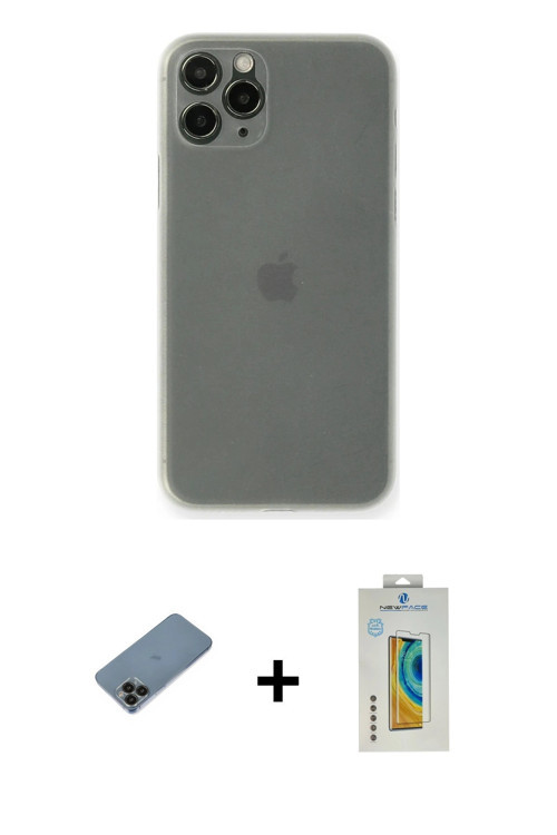ieg™ iPhone 11 Pro Kılıf Yadigar Yansıma Serisi - Siyah Polymer Nano Ekran Koruyucu + Siyah Shine Ka