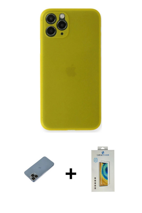ieg™ iPhone 11 Pro Kılıf Yadigar Yansıma Serisi - Siyah Polymer Nano Ekran Koruyucu + Siyah Shine Ka