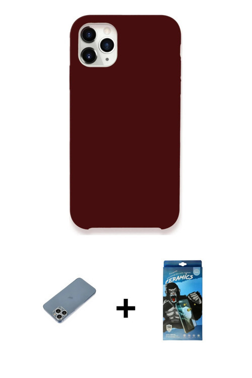 ieg™ iPhone 11 Pro Kılıf Zirve Modern Özel Seri - Siyah 34D Izgaralı Cam + Gümüş Shine Kamera Lens K