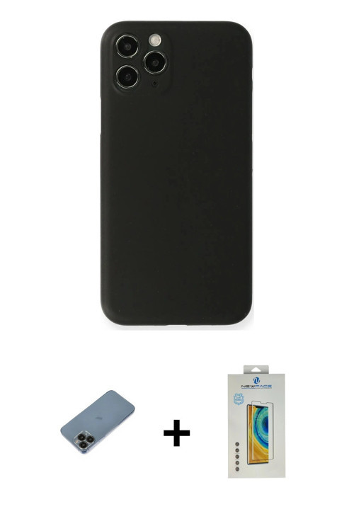 ieg™ iPhone 11 Pro Kılıf Yadigar Yansıma Serisi - Siyah Polymer Nano Ekran Koruyucu + Siyah Shine Ka