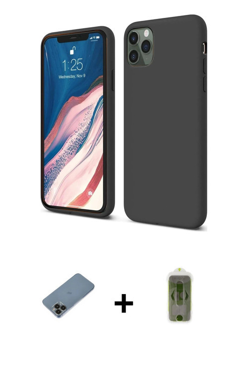 ieg™ iPhone 11 Pro Kılıf Kozmos Yansıma Özel Seri - Siyah Joko Magic 5D Hayalet Cam + Siyah Shine Ka