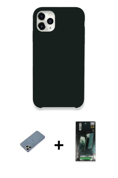 ieg™ iPhone 11 Pro Kılıf Zirve Modern Özel Seri - Şeffaf 360 Full Body Arka Koruyucu + Gümüş Shine K