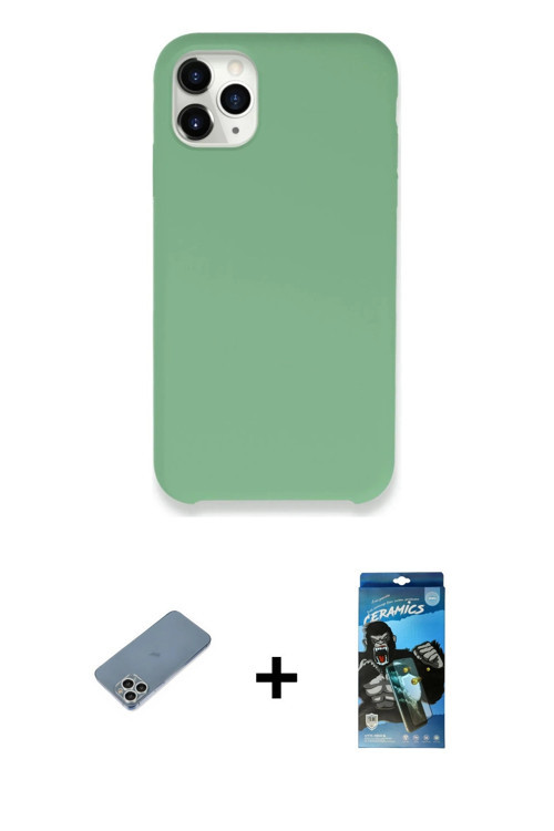 ieg™ iPhone 11 Pro Kılıf Zirve Modern Özel Seri - Siyah 34D Izgaralı Cam + Gümüş Shine Kamera Lens K