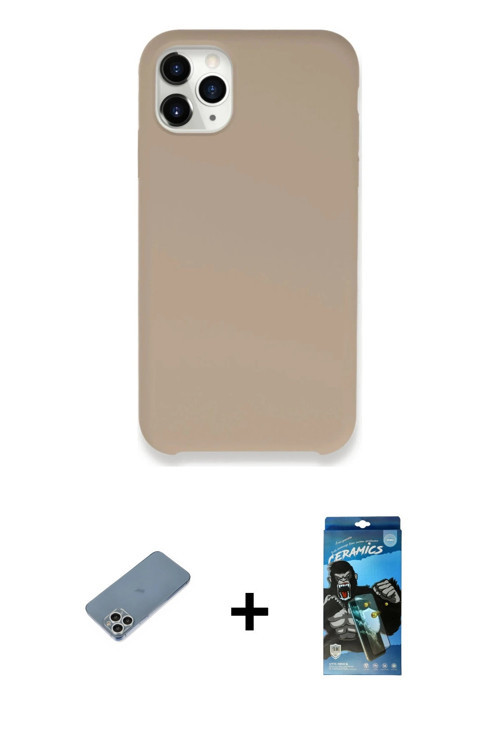 ieg™ iPhone 11 Pro Kılıf Zirve Modern Özel Seri - Siyah 34D Izgaralı Cam + Gümüş Shine Kamera Lens K