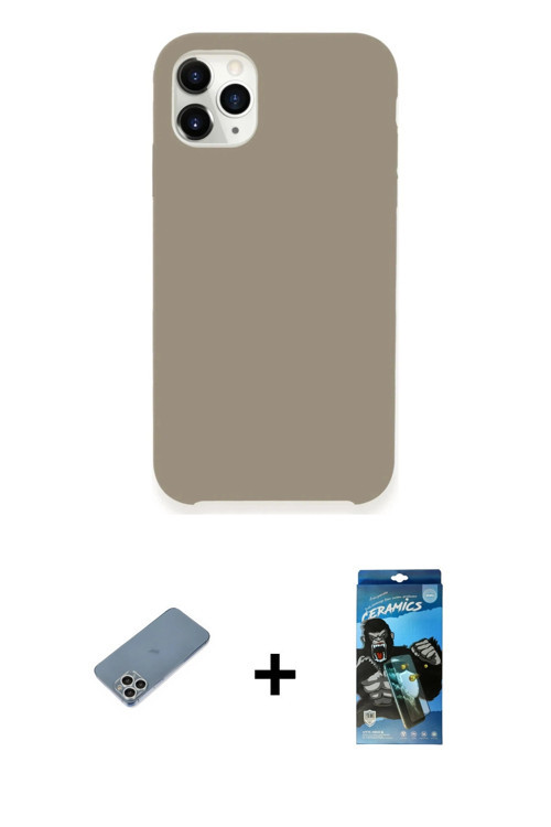 ieg™ iPhone 11 Pro Kılıf Zirve Modern Özel Seri - Siyah 34D Izgaralı Cam + Gümüş Shine Kamera Lens K