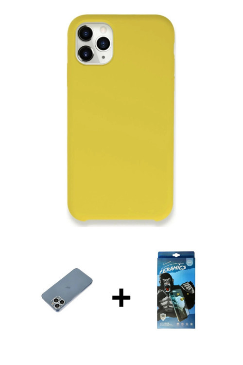ieg™ iPhone 11 Pro Kılıf Zirve Modern Özel Seri - Siyah 34D Izgaralı Cam + Gümüş Shine Kamera Lens K