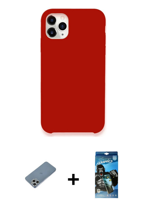 ieg™ iPhone 11 Pro Kılıf Zirve Modern Özel Seri - Siyah 34D Izgaralı Cam + Gümüş Shine Kamera Lens K