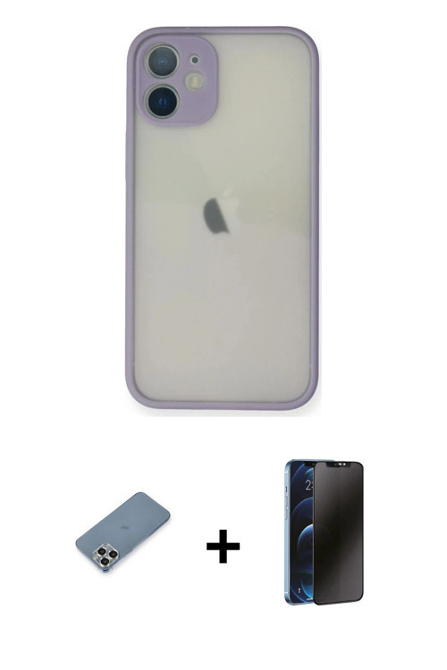 ieg™ iPhone 11 Pro Max Kılıf Ahenk Çizgi Serisi - Siyah 3D Antistatik Hayalet Cam Ekran Koruyucu + G