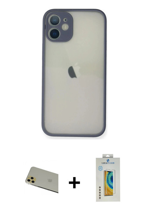 ieg™ iPhone 11 Pro Max Kılıf Ahenk Çizgi Serisi - Siyah Polymer Nano Ekran Koruyucu + Gold Rainbow K