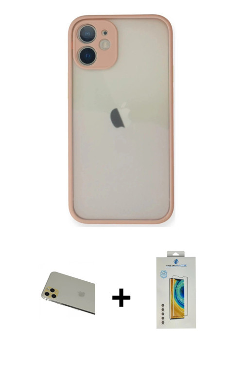 ieg™ iPhone 11 Pro Max Kılıf Ahenk Çizgi Serisi - Siyah Polymer Nano Ekran Koruyucu + Gold Rainbow K
