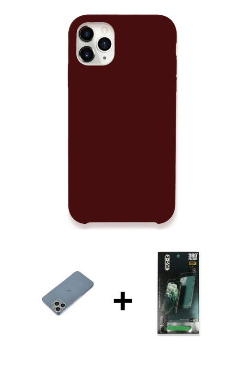 ieg™ iPhone 11 Pro Kılıf Zirve Modern Özel Seri - Şeffaf 360 Full Body Arka Koruyucu + Gümüş Shine K