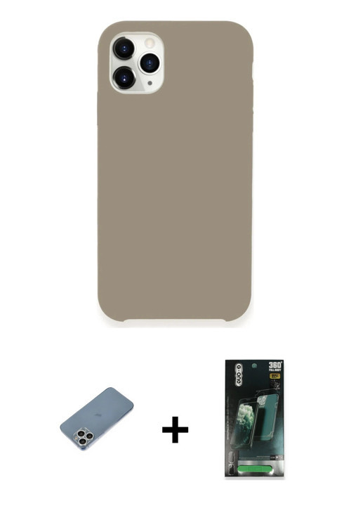 ieg™ iPhone 11 Pro Kılıf Zirve Modern Özel Seri - Şeffaf 360 Full Body Arka Koruyucu + Gümüş Shine K