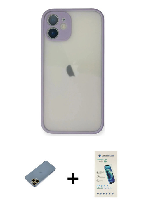 ieg™ iPhone 11 Pro Max Kılıf Ahenk Çizgi Serisi - Şeffaf Pasifik Cam Ekran Koruyucu + Gold Shine Kam