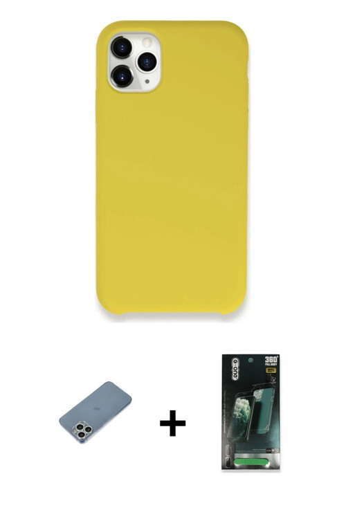 ieg™ iPhone 11 Pro Kılıf Zirve Modern Özel Seri - Şeffaf 360 Full Body Arka Koruyucu + Gümüş Shine K