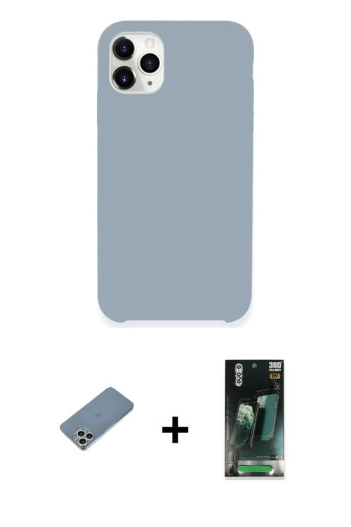 ieg™ iPhone 11 Pro Kılıf Zirve Modern Özel Seri - Şeffaf 360 Full Body Arka Koruyucu + Gümüş Shine K