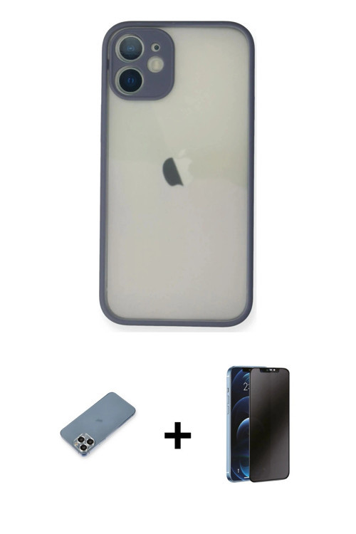 ieg™ iPhone 11 Pro Max Kılıf Ahenk Çizgi Serisi - Siyah 3D Antistatik Hayalet Cam Ekran Koruyucu + G