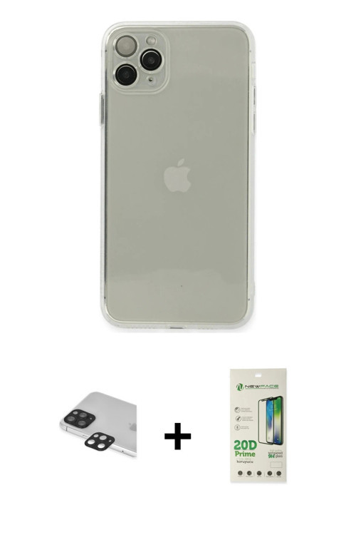 ieg™ iPhone 11 Pro Max Kılıf Ahenk Doku - Siyah 20D Premium Cam Ekran Koruyucu + Siyah Pers Alüminyu