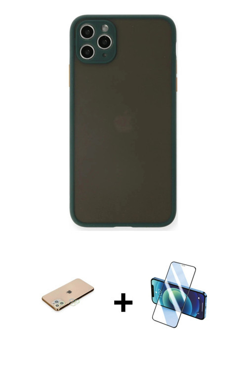 iPhone 11 Pro Max Kılıf Ahenk Çizgi Serisi - Siyah 3D Antistatik Seramik Nano Ekran Koruyucu +