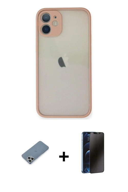 ieg™ iPhone 11 Pro Max Kılıf Ahenk Çizgi Serisi - Siyah 3D Antistatik Hayalet Cam Ekran Koruyucu + G