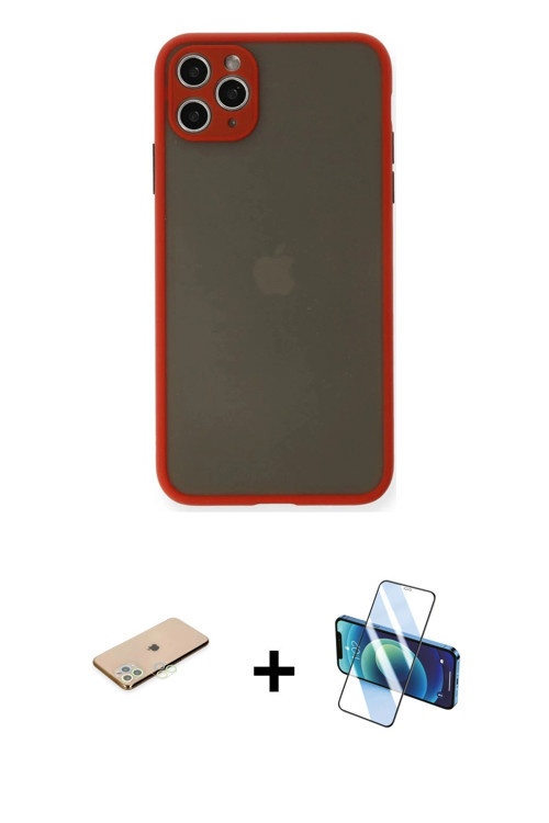 iPhone 11 Pro Max Kılıf Ahenk Çizgi Serisi - Siyah 3D Antistatik Seramik Nano Ekran Koruyucu +