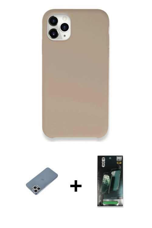 ieg™ iPhone 11 Pro Kılıf Zirve Modern Özel Seri - Şeffaf 360 Full Body Arka Koruyucu + Gümüş Shine K