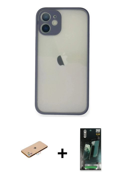 ieg™ iPhone 11 Pro Max Kılıf Ahenk Çizgi Serisi - Şeffaf 360 Full Body Arka Koruyucu + Pembe Renkli