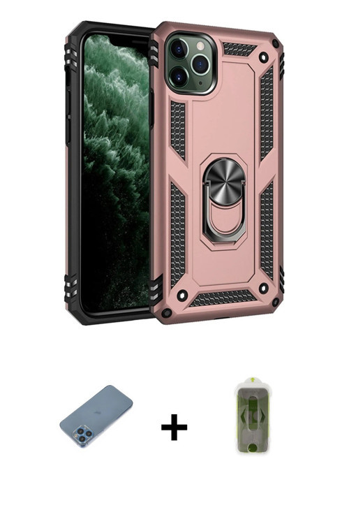 ieg™ iPhone 11 Pro Max Kılıf Ahenk Klasik Koleksiyonu - Siyah Joko Magic 5D Hayalet Cam + Mavi Shine