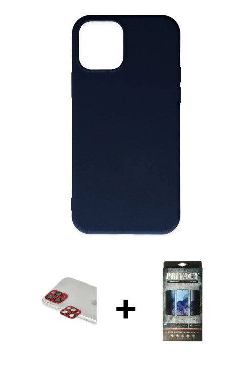 ieg™ iPhone 11 Pro Max Kılıf Ahenk Serisi - Siyah 34D Hayalet Izgaralı Cam + Kırmızı Pers Alüminyum