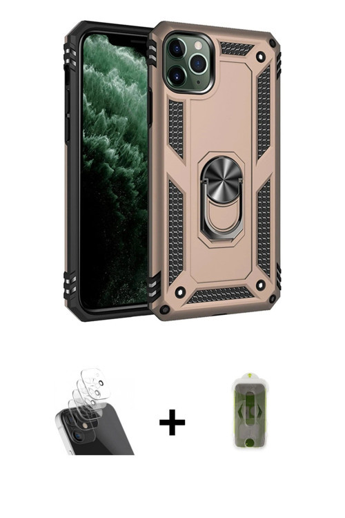 ieg™ iPhone 11 Pro Max Kılıf Ahenk Klasik Koleksiyonu - Siyah Joko Magic 5D Hayalet Cam + Şeffaf Kam