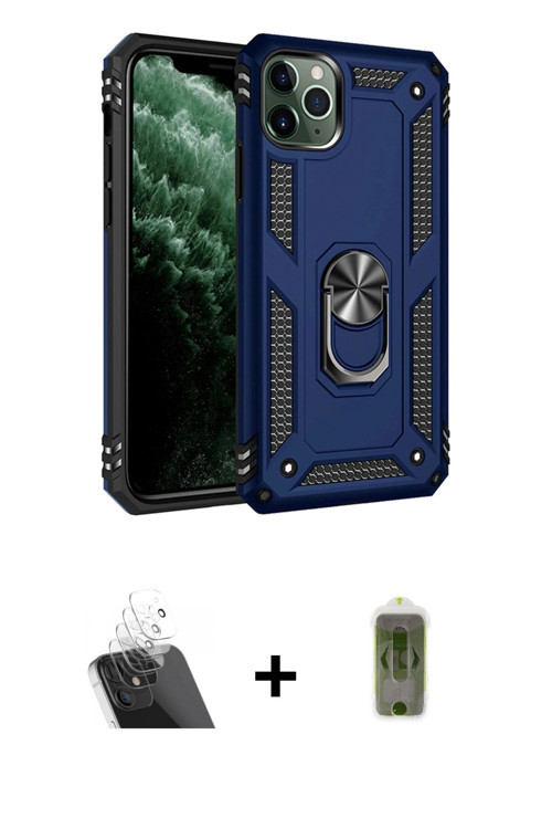 ieg™ iPhone 11 Pro Max Kılıf Ahenk Klasik Koleksiyonu - Siyah Joko Magic 5D Hayalet Cam + Şeffaf Kam