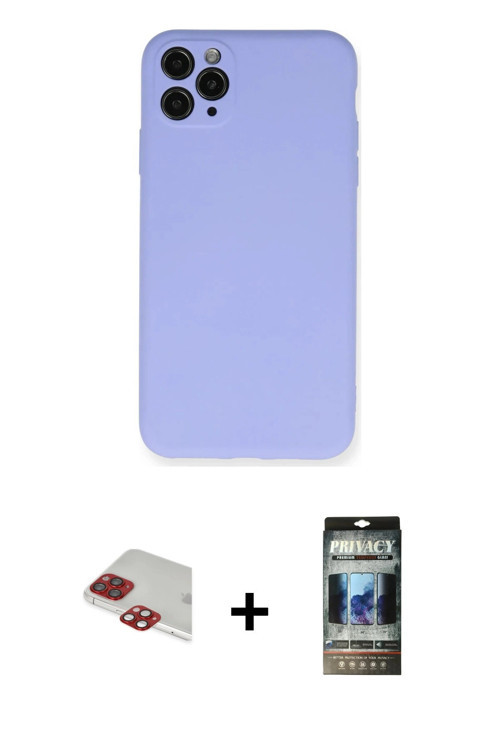 ieg™ iPhone 11 Pro Max Kılıf Ahenk Serisi - Siyah 34D Hayalet Izgaralı Cam + Kırmızı Pers Alüminyum