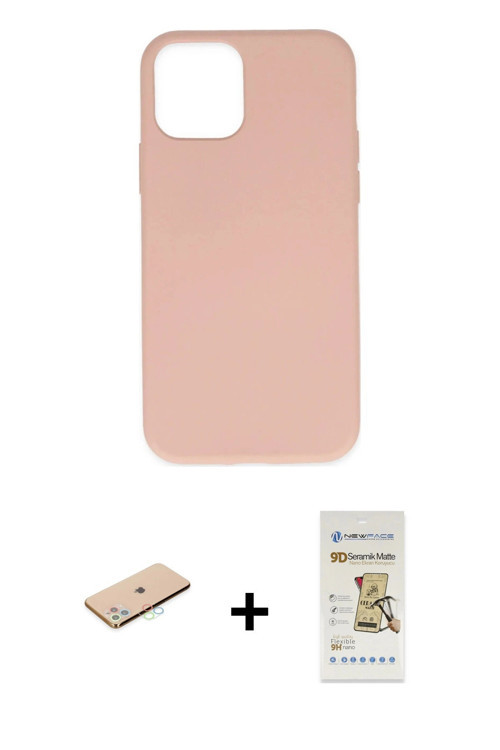 ieg™ iPhone 11 Pro Max Kılıf Ahenk Serisi - Siyah Mat Seramik Nano Ekran Koruyucu + Mavi Renkli Kame