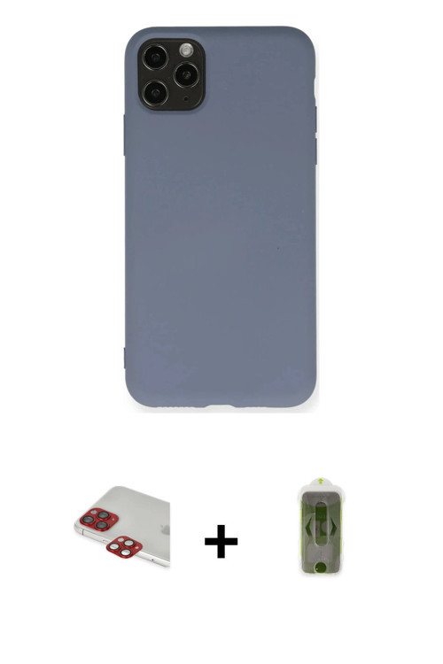 ieg™ iPhone 11 Pro Max Kılıf Ahenk Serisi - Siyah Joko Magic 5D Hayalet Cam + Kırmızı Pers Alüminyum
