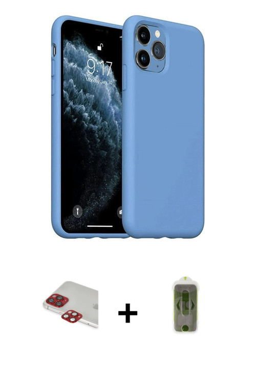 ieg™ iPhone 11 Pro Max Kılıf Ahenk Serisi - Siyah Joko Magic 5D Hayalet Cam + Kırmızı Pers Alüminyum