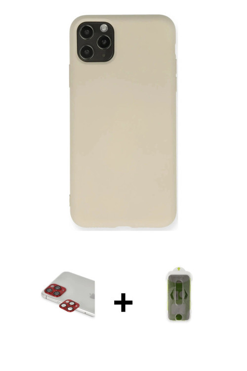 ieg™ iPhone 11 Pro Max Kılıf Ahenk Serisi - Siyah Joko Magic 5D Hayalet Cam + Kırmızı Pers Alüminyum