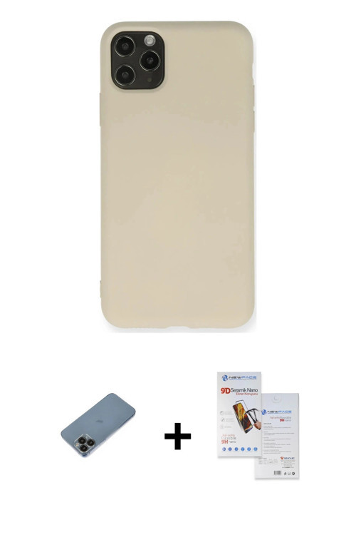 ieg™ iPhone 11 Pro Max Kılıf Ahenk Serisi - Siyah Seramik Nano Ekran Koruyucu + Siyah Shine Kamera L