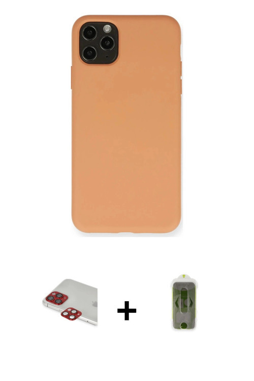 ieg™ iPhone 11 Pro Max Kılıf Ahenk Serisi - Siyah Joko Magic 5D Hayalet Cam + Kırmızı Pers Alüminyum