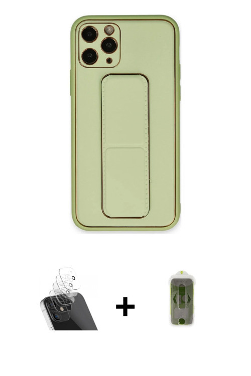 ieg™ iPhone 11 Pro Max Kılıf Akış Doku - Siyah Joko Magic 5D Hayalet Cam + Şeffaf Kamera Lens Koruma