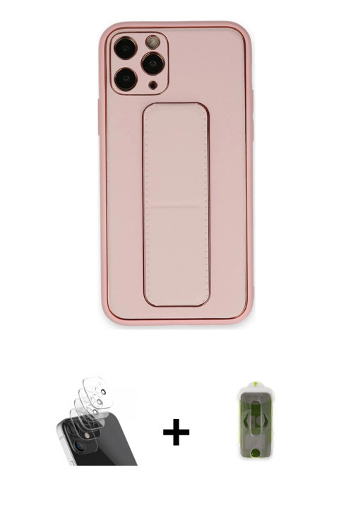 ieg™ iPhone 11 Pro Max Kılıf Akış Doku - Siyah Joko Magic 5D Hayalet Cam + Şeffaf Kamera Lens Koruma