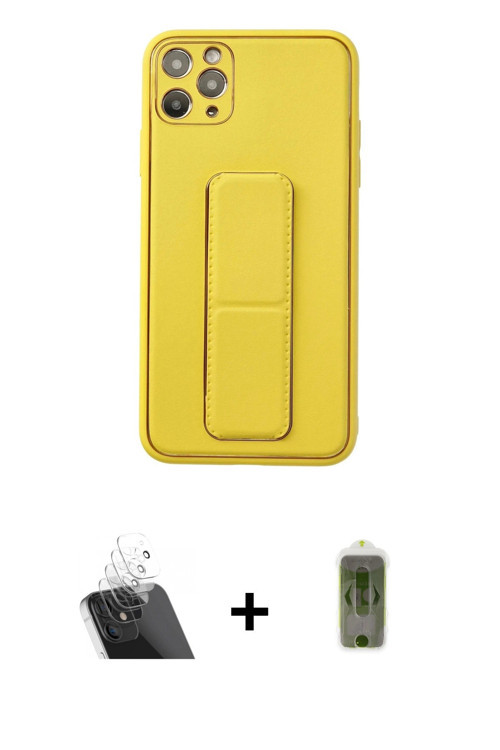 ieg™ iPhone 11 Pro Max Kılıf Akış Doku - Siyah Joko Magic 5D Hayalet Cam + Şeffaf Kamera Lens Koruma
