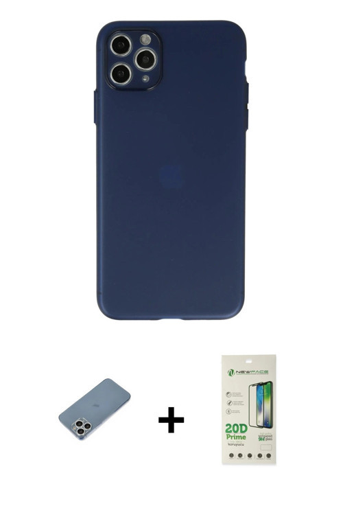 ieg™ iPhone 11 Pro Max Kılıf Atlas Minimal Prime - Siyah 20D Premium Cam Ekran Koruyucu + Gümüş Shin