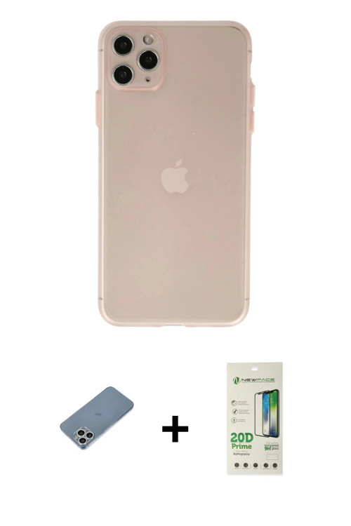 ieg™ iPhone 11 Pro Max Kılıf Atlas Minimal Prime - Siyah 20D Premium Cam Ekran Koruyucu + Gümüş Shin